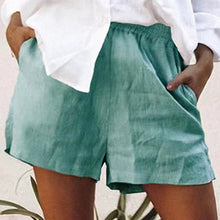 Laden Sie das Bild in den Galerie-Viewer, Damen lässige einfache Shorts aus Baumwolle und Leinen