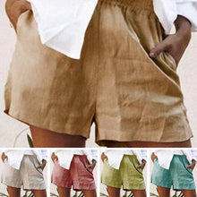 Laden Sie das Bild in den Galerie-Viewer, Damen lässige einfache Shorts aus Baumwolle und Leinen