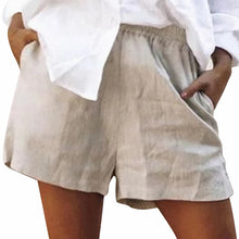 Laden Sie das Bild in den Galerie-Viewer, Damen lässige einfache Shorts aus Baumwolle und Leinen