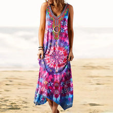 Laden Sie das Bild in den Galerie-Viewer, Damen lockeres ärmelloses Kleid mit Batikmuster