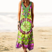 Laden Sie das Bild in den Galerie-Viewer, Damen lockeres ärmelloses Kleid mit Batikmuster