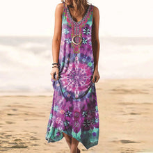 Laden Sie das Bild in den Galerie-Viewer, Damen lockeres ärmelloses Kleid mit Batikmuster