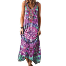 Laden Sie das Bild in den Galerie-Viewer, Damen lockeres ärmelloses Kleid mit Batikmuster