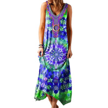 Laden Sie das Bild in den Galerie-Viewer, Damen lockeres ärmelloses Kleid mit Batikmuster
