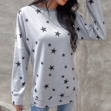 Laden Sie das Bild in den Galerie-Viewer, Damen lockeres bedrucktes Langärmliges T-Shirt in Übergröße