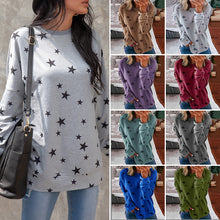Laden Sie das Bild in den Galerie-Viewer, Damen lockeres bedrucktes Langärmliges T-Shirt in Übergröße