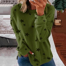 Laden Sie das Bild in den Galerie-Viewer, Damen lockeres bedrucktes Langärmliges T-Shirt in Übergröße