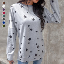 Laden Sie das Bild in den Galerie-Viewer, Damen lockeres bedrucktes Langärmliges T-Shirt in Übergröße