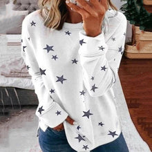 Laden Sie das Bild in den Galerie-Viewer, Damen lockeres bedrucktes Langärmliges T-Shirt in Übergröße