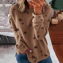 Laden Sie das Bild in den Galerie-Viewer, Damen lockeres bedrucktes Langärmliges T-Shirt in Übergröße