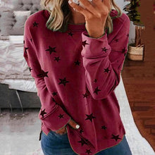 Laden Sie das Bild in den Galerie-Viewer, Damen lockeres bedrucktes Langärmliges T-Shirt in Übergröße