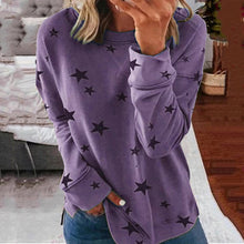Laden Sie das Bild in den Galerie-Viewer, Damen lockeres bedrucktes Langärmliges T-Shirt in Übergröße