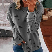 Laden Sie das Bild in den Galerie-Viewer, Damen lockeres bedrucktes Langärmliges T-Shirt in Übergröße