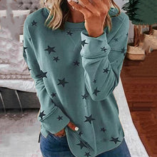 Laden Sie das Bild in den Galerie-Viewer, Damen lockeres bedrucktes Langärmliges T-Shirt in Übergröße