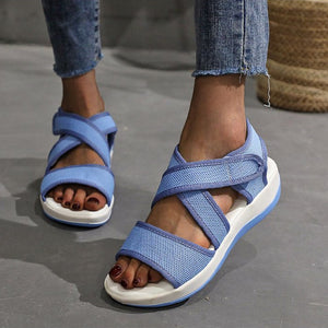 Damen römische Plateausandalen mit Klettverschluss