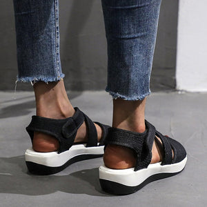 Damen römische Plateausandalen mit Klettverschluss