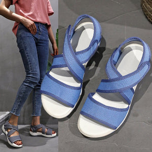 Damen römische Plateausandalen mit Klettverschluss