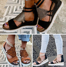 Laden Sie das Bild in den Galerie-Viewer, Damen stilvolle römische Sandalen mit Plateausohle