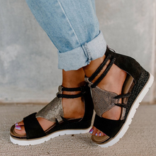 Laden Sie das Bild in den Galerie-Viewer, Damen stilvolle römische Sandalen mit Plateausohle
