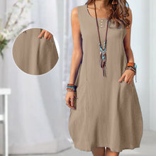 Laden Sie das Bild in den Galerie-Viewer, Damen vintage lässiges böhmisches bequemes Leinenkleid