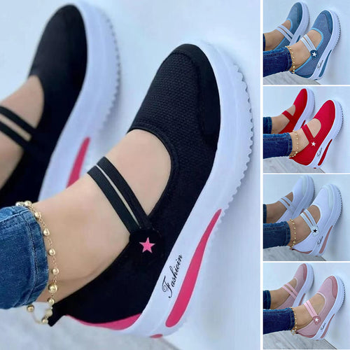 Einfarbige Atmungsaktive Damenschuhe Mit Runder Spitze