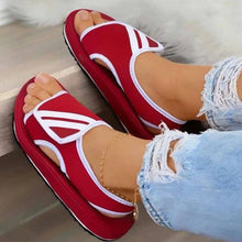 Laden Sie das Bild in den Galerie-Viewer, Einfarbige Damen-Sandalen Mit Klettverschluss