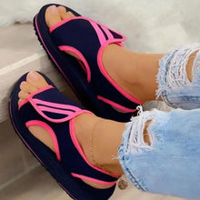 Laden Sie das Bild in den Galerie-Viewer, Einfarbige Damen-Sandalen Mit Klettverschluss