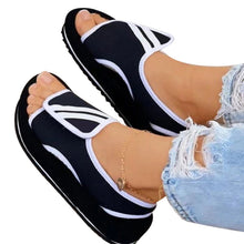 Laden Sie das Bild in den Galerie-Viewer, Einfarbige Damen-Sandalen Mit Klettverschluss