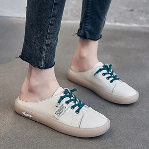 Einfarbige Einfache Fersenlose PU-Freizeitschuhe