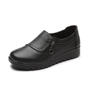Einfarbige Freizeitschuhe Aus Leder Für Frühling Und Herbst