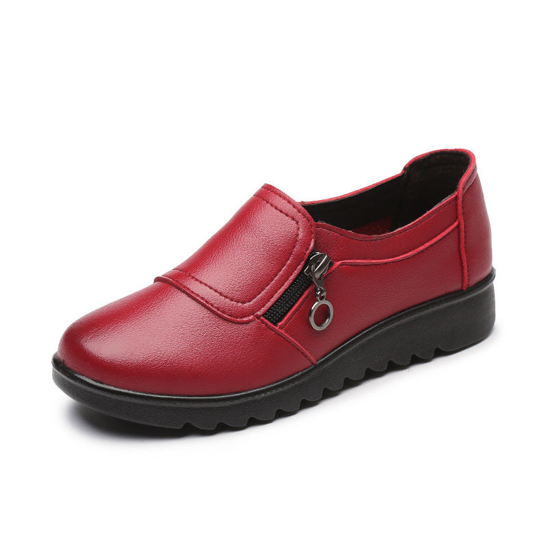 Einfarbige Freizeitschuhe Aus Leder Für Frühling Und Herbst