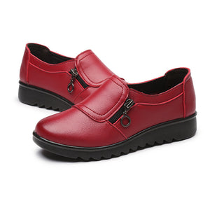 Einfarbige Freizeitschuhe Aus Leder Für Frühling Und Herbst