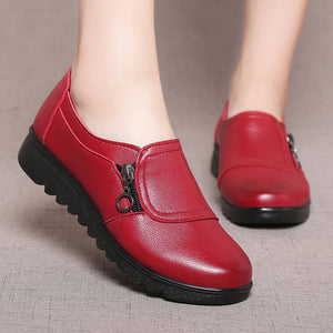 Einfarbige Freizeitschuhe Aus Leder Für Frühling Und Herbst