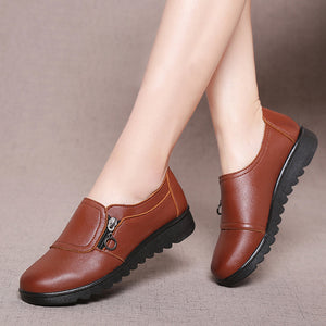Einfarbige Freizeitschuhe Aus Leder Für Frühling Und Herbst