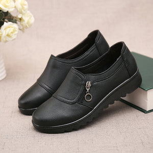 Einfarbige Freizeitschuhe Aus Leder Für Frühling Und Herbst