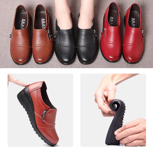 Einfarbige Freizeitschuhe Aus Leder Für Frühling Und Herbst
