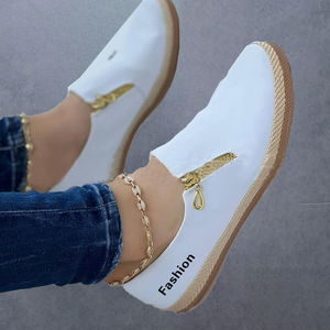 Einfarbige Freizeitschuhe mit Reißverschluss für Damen