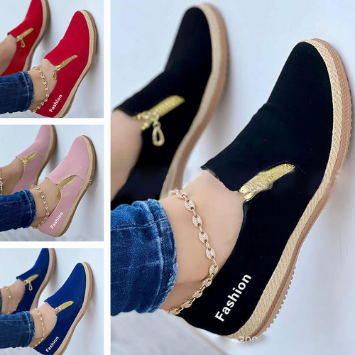Einfarbige Freizeitschuhe mit Reißverschluss für Damen