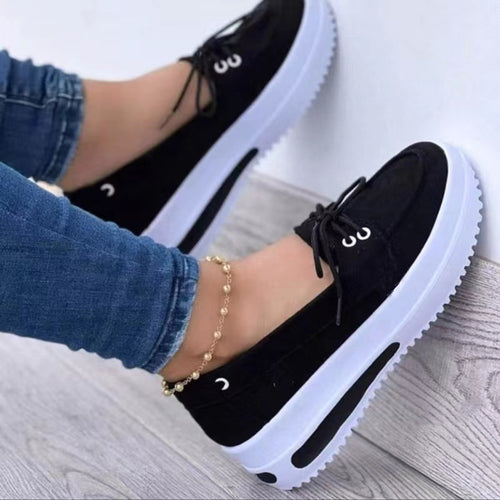 Einfarbige Schuhe Mit Dicker Sohle Für Damen