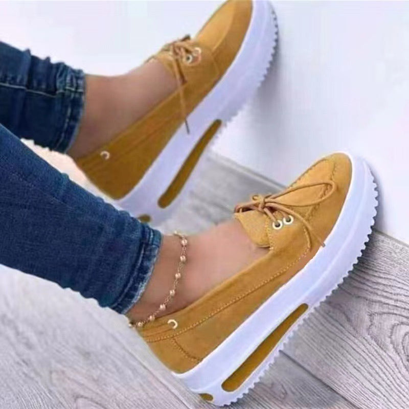 Einfarbige Schuhe Mit Dicker Sohle Für Damen