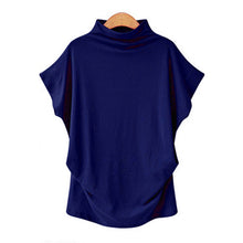 Laden Sie das Bild in den Galerie-Viewer, Einfarbiges Fledermaus-T-Shirt Mit Halbem Rollkragen