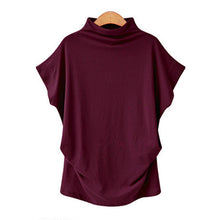 Laden Sie das Bild in den Galerie-Viewer, Einfarbiges Fledermaus-T-Shirt Mit Halbem Rollkragen