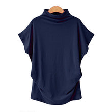 Laden Sie das Bild in den Galerie-Viewer, Einfarbiges Fledermaus-T-Shirt Mit Halbem Rollkragen