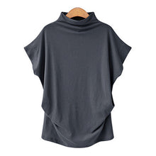 Laden Sie das Bild in den Galerie-Viewer, Einfarbiges Fledermaus-T-Shirt Mit Halbem Rollkragen