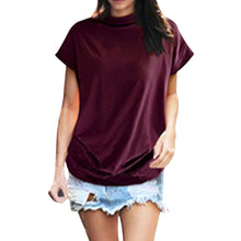 Laden Sie das Bild in den Galerie-Viewer, Einfarbiges Fledermaus-T-Shirt Mit Halbem Rollkragen