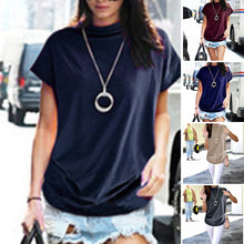 Laden Sie das Bild in den Galerie-Viewer, Einfarbiges Fledermaus-T-Shirt Mit Halbem Rollkragen