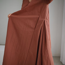 Laden Sie das Bild in den Galerie-Viewer, Einfarbiges Lockeres Elegantes Kleid Mit V-Ausschnitt