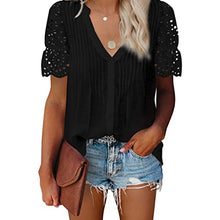 Laden Sie das Bild in den Galerie-Viewer, Einfarbiges Plissiertes Kurzarm-T-Shirt Für Damen