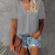 Laden Sie das Bild in den Galerie-Viewer, Einfarbiges Plissiertes Kurzarm-T-Shirt Für Damen