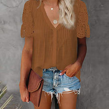 Laden Sie das Bild in den Galerie-Viewer, Einfarbiges Plissiertes Kurzarm-T-Shirt Für Damen